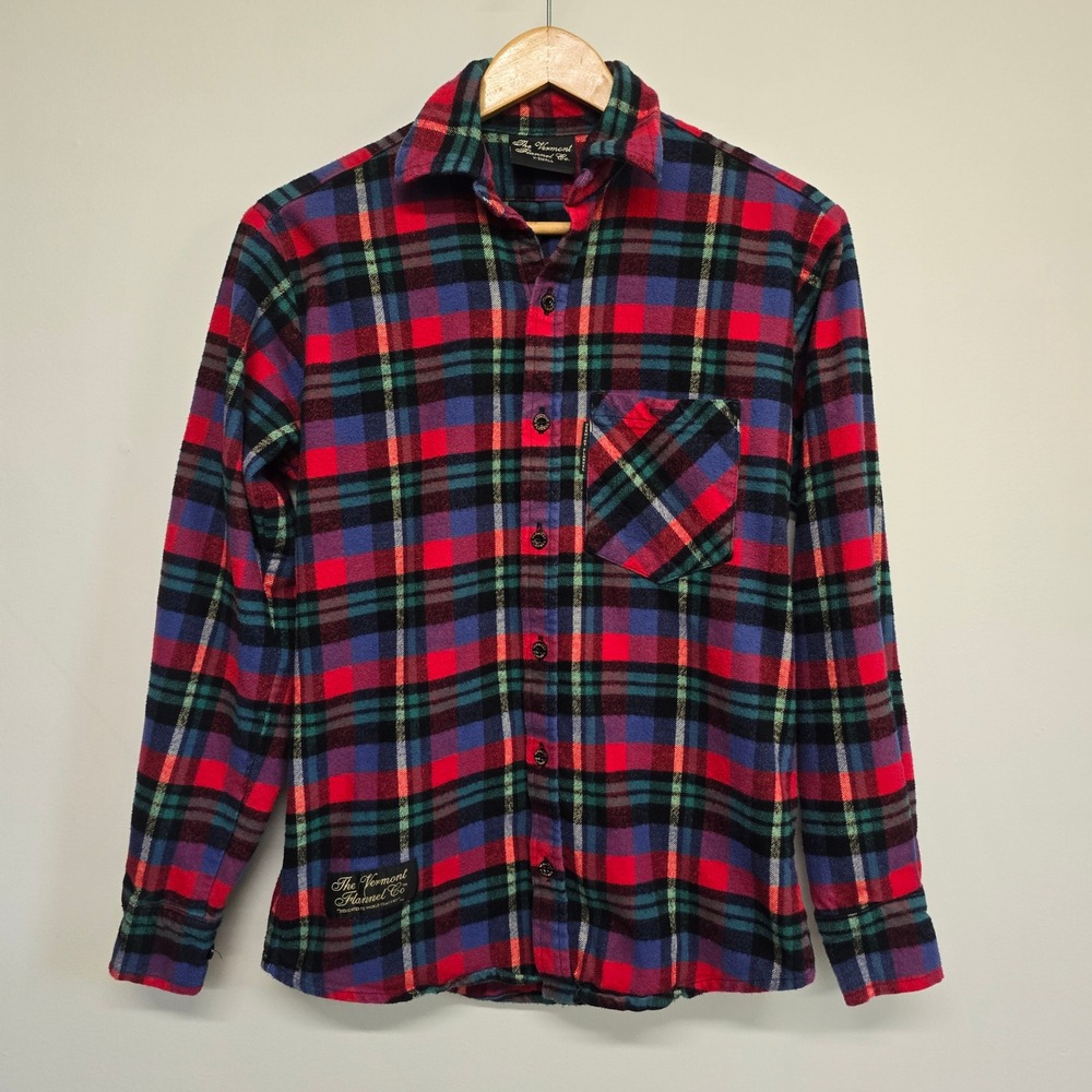 Vermont Flannel Co Shirt Mens XS Red Blue Plaid Button Up Made in USA Heritage